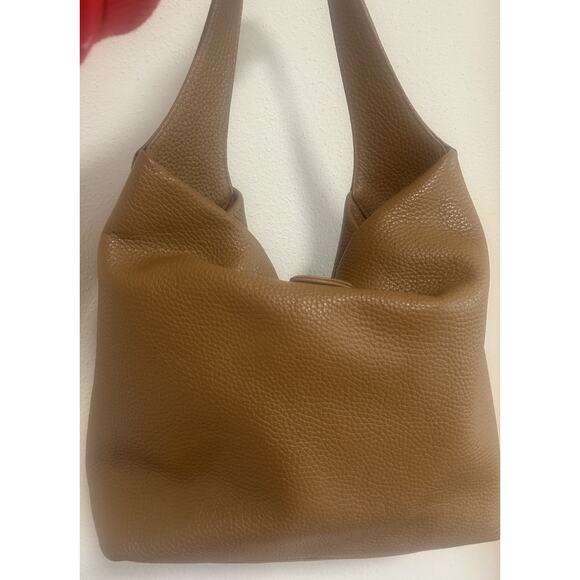 Dooney & Bourke Caramel Leather Pebble Grain Small Logo Lock Sac Hobo Bag - Picture 4 of 16